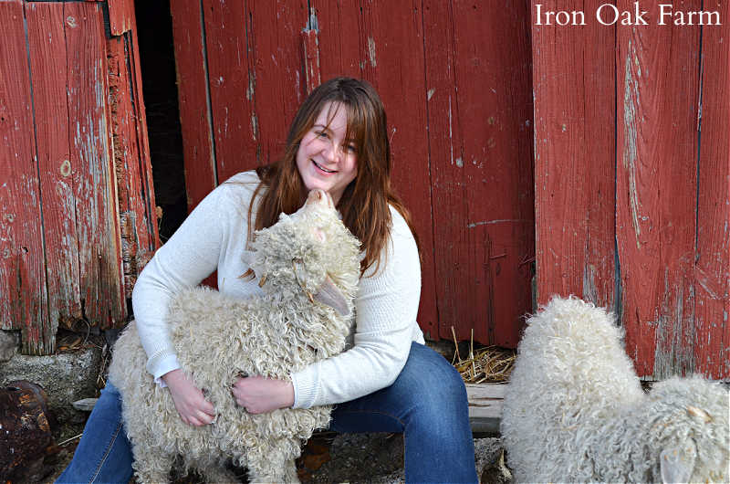 Jennifer Sartell with Angora goats